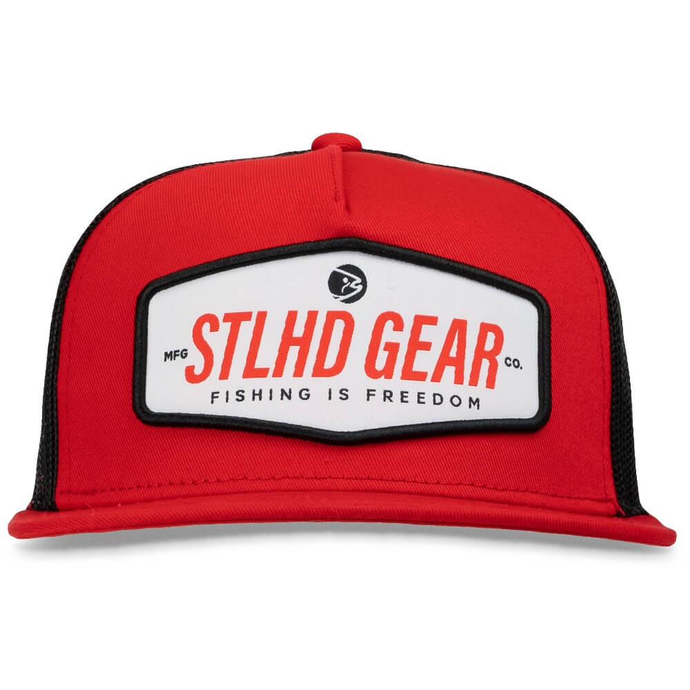 STLHD Bead Muncher Trucker Hat, Red/Black, Flat Bill