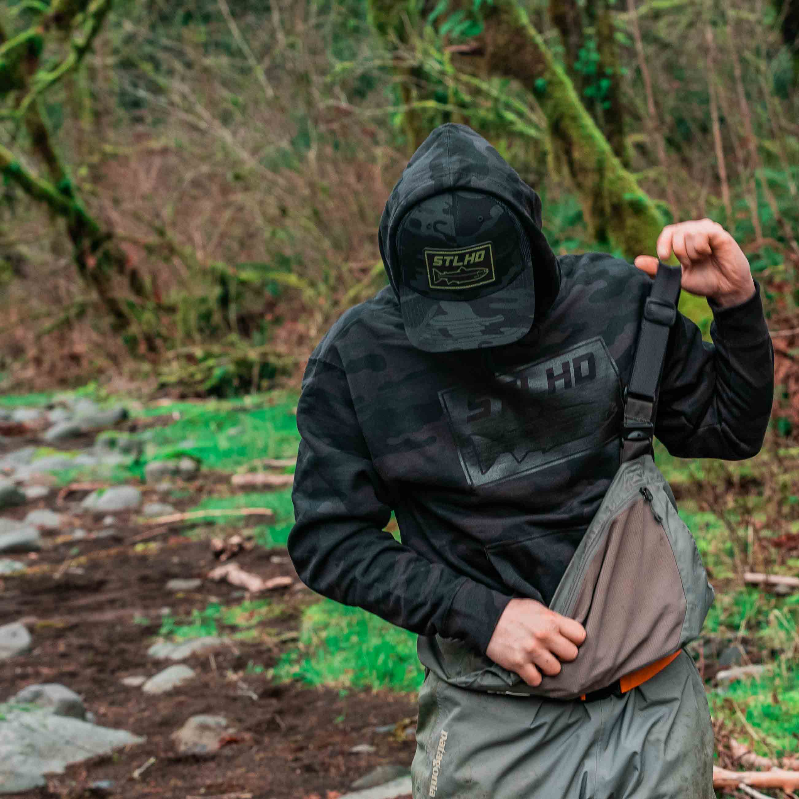 STLHD Men's Black Water Standard Hoodie | Black Camo | STLHD Gear